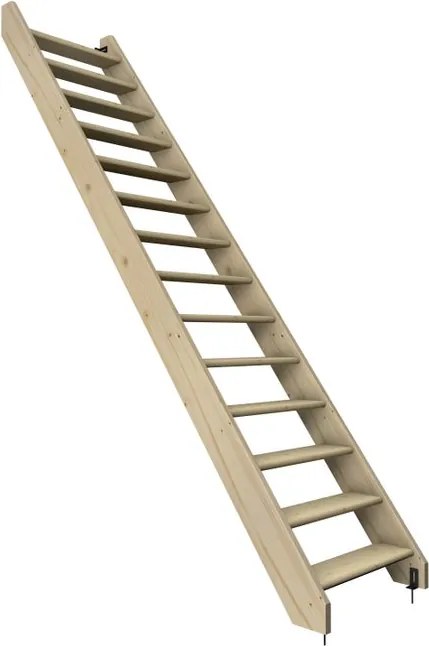 Scala modulare dritta Normandie BURGER, struttura in abete massello abete, gradini in legno abete, colore grezzo
