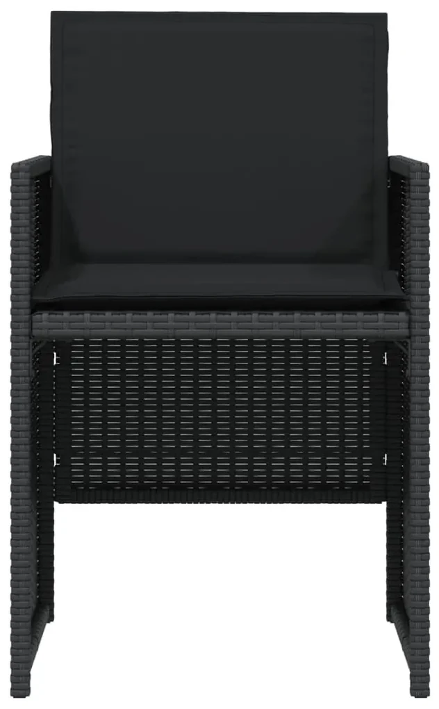 Set da bistrò 3 pz con cuscini nero in polyrattan