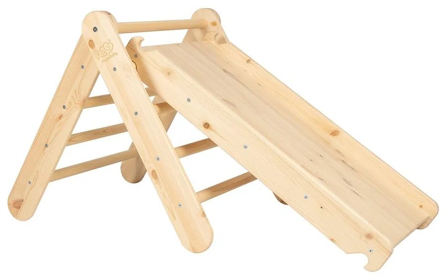 Pikler triangolo montessori di colore naturale in pino massiccio 46x87x60 cm Montessori – Meowbaby