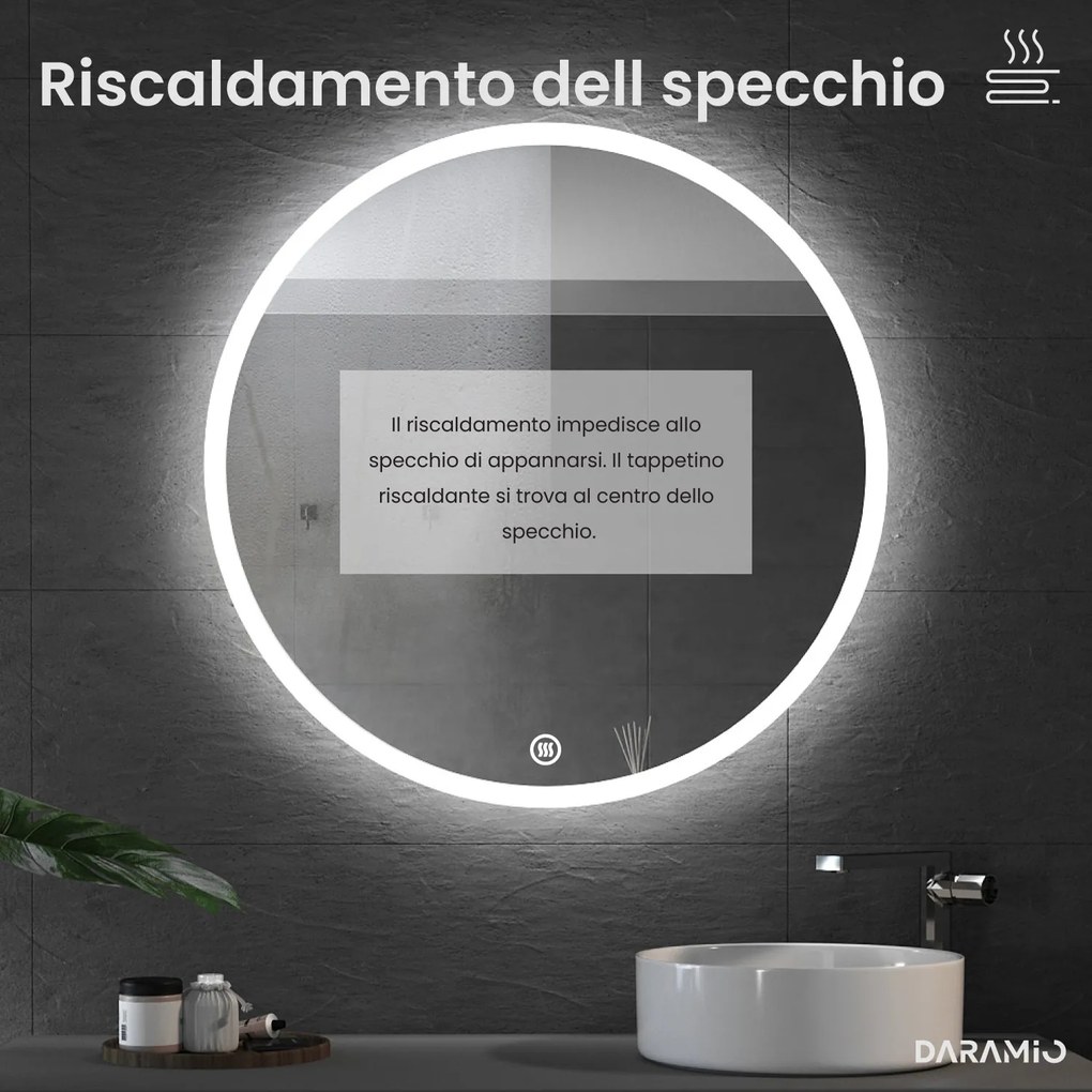 Specchio rotondo con luce LED E1