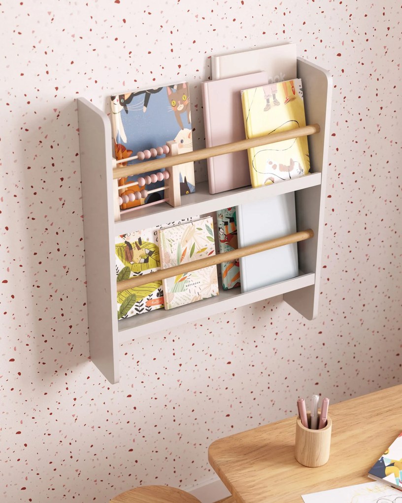 Kave Home - Libreria Gopi in legno massello di pino e finitura naturale bianca 50x60 cm