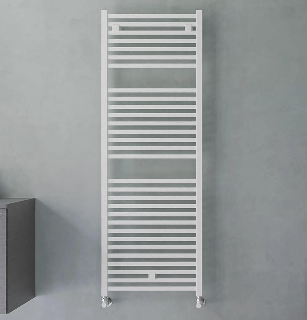 Termoarredo Bagno Dritto 142x50 Interasse 47 Cm Lazzarini "Todi" Bianco Traffico