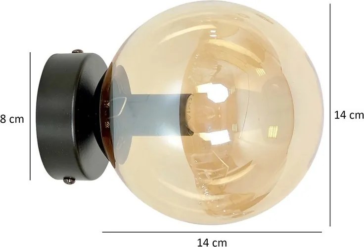 Lampada da Parete ROSSI K1 BL E14 GrafiteTrasparente Miele