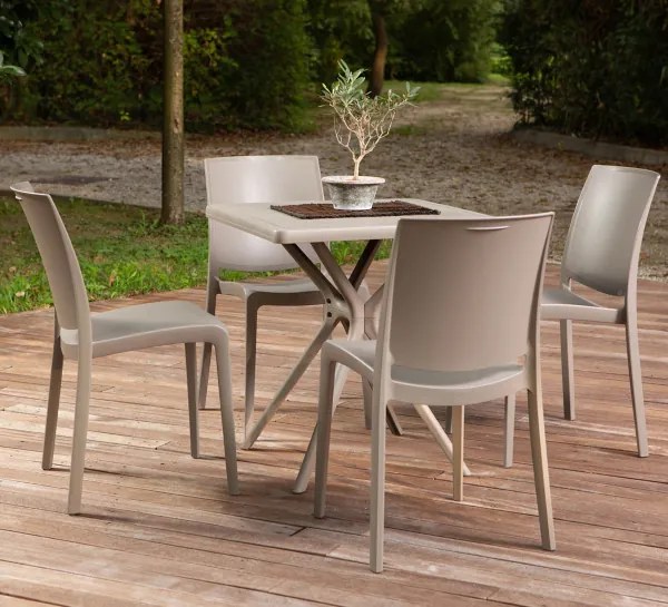 Sedia da giardino o cucina in polipropilene impilabile - Set 2 FEBE Tortora