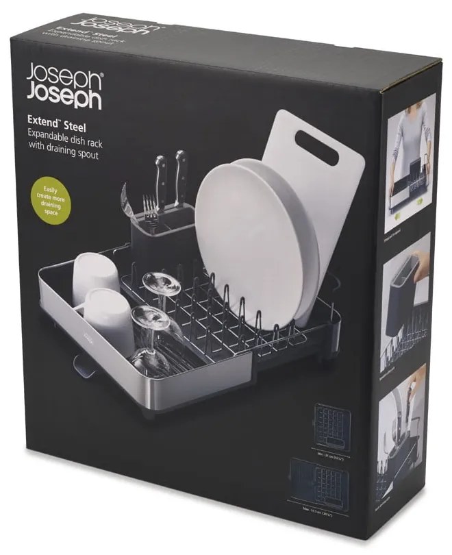 Scolapiatti regolabile grigio scuro in acciaio inox 36x32 cm Extend Steel – Joseph Joseph