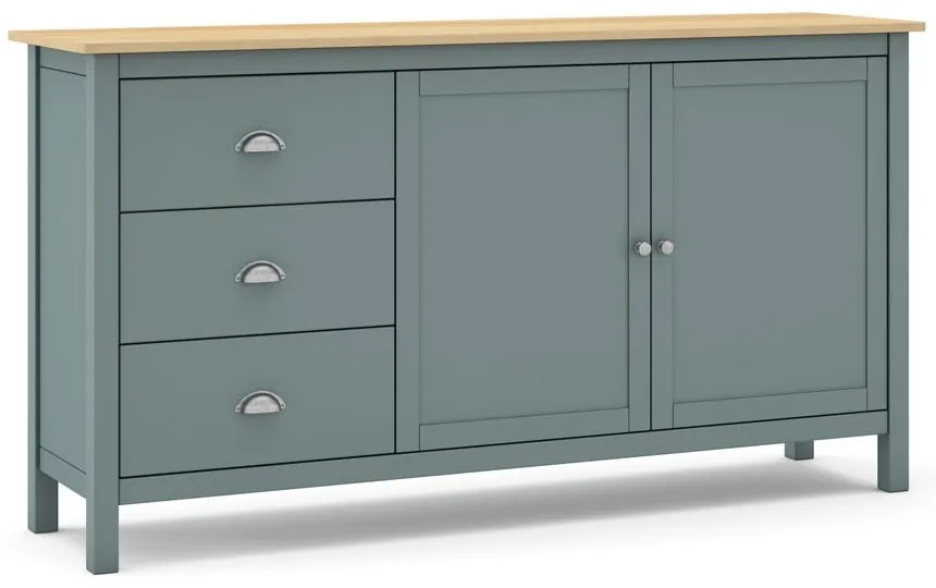 Cassettiera verde polveroso in pino massiccio 150x80x40 cm Misti – Marckeric