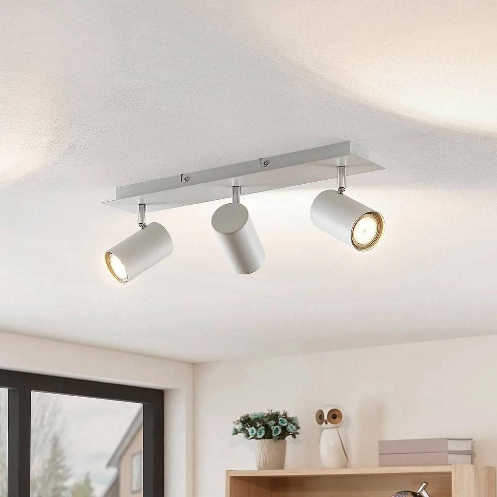 Faretto da soffitto Lindby Joffrey, 49 cm, bianco, a 3 luci, GU10 Joffrey Lindby, dimmerabile, Bianco / Opale, Soggiorno / Sala da pranzo, Metallo, Moderno, Faretto
