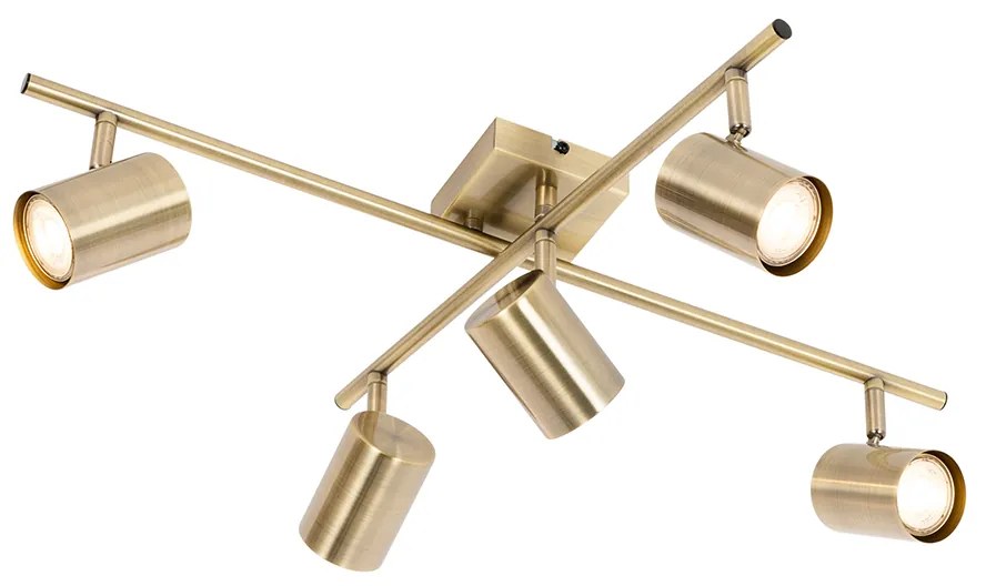 Plafoniera moderna bronzo 5 luci orientabile rettangolare - Jeana