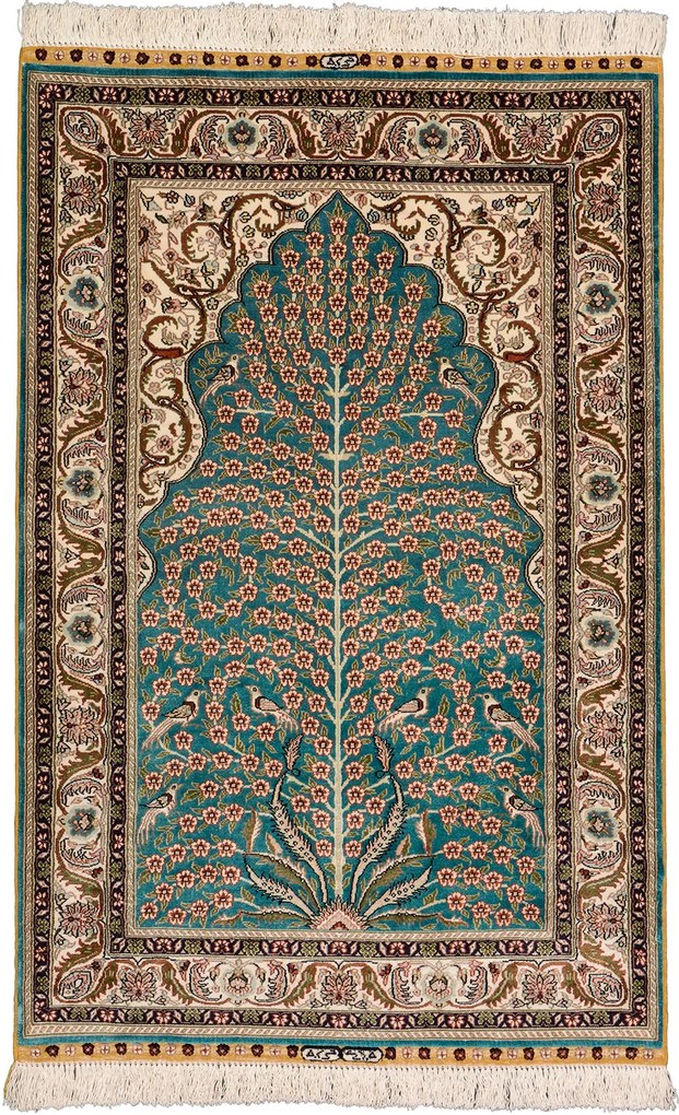 Hereke Tappeto orientale 80x120 Verde (Cina) Annodato A Mano