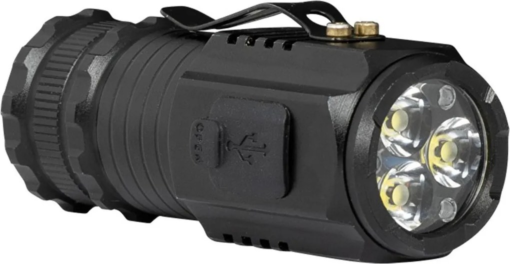 Torcia LED ricaricabile 3x5W con Base Magnetica e Clip Metallica Colore Bianco Freddo 6.500K
