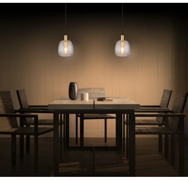 Globo 15789HM - Lampadario a sospensione con filo GARRI 1xE14/40W/230V diametro 16 cm ottone