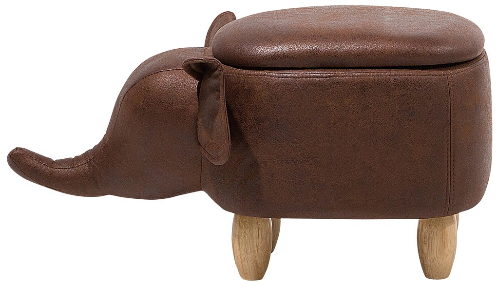 Pouf in tessuto similpelle marrone scuro ELEPHANT Beliani