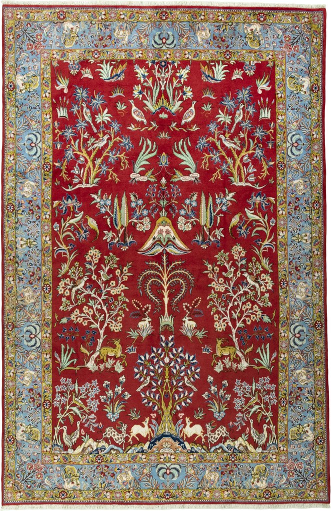 Ghom Tappeto 300x200 Rosso (Iran) Annodato A Mano