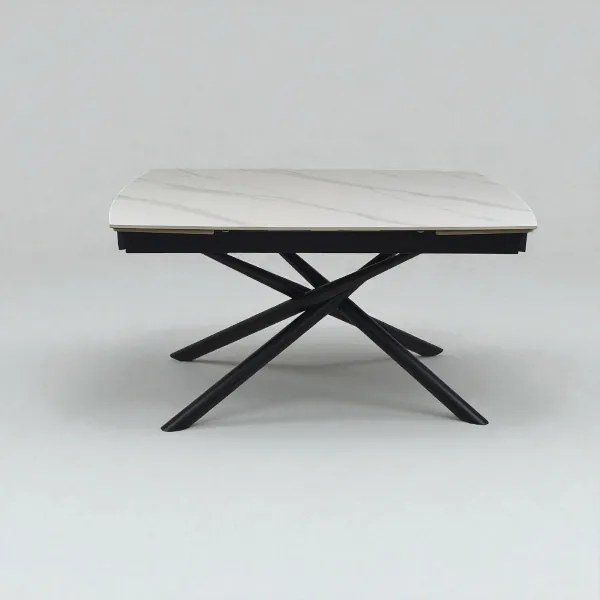 Tavolo allungabile 140-200x90 cm piano marmo bianco e gambe nere - VERAL