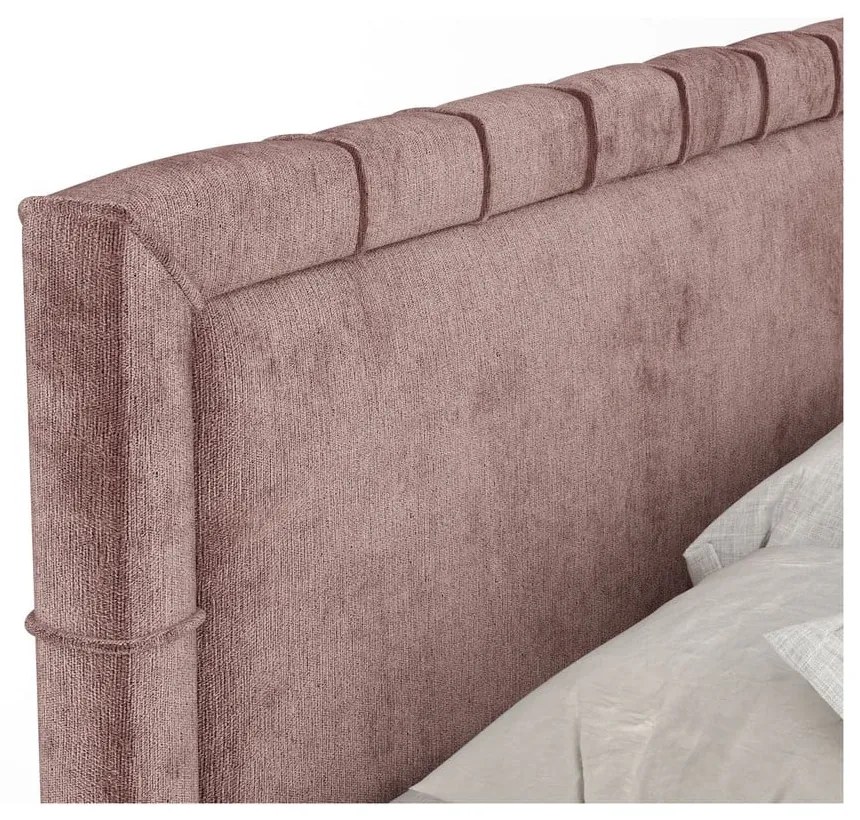 Letto boxspring rosa con spazio contenitivo 160x200 cm Voyage - Maison de Rêve