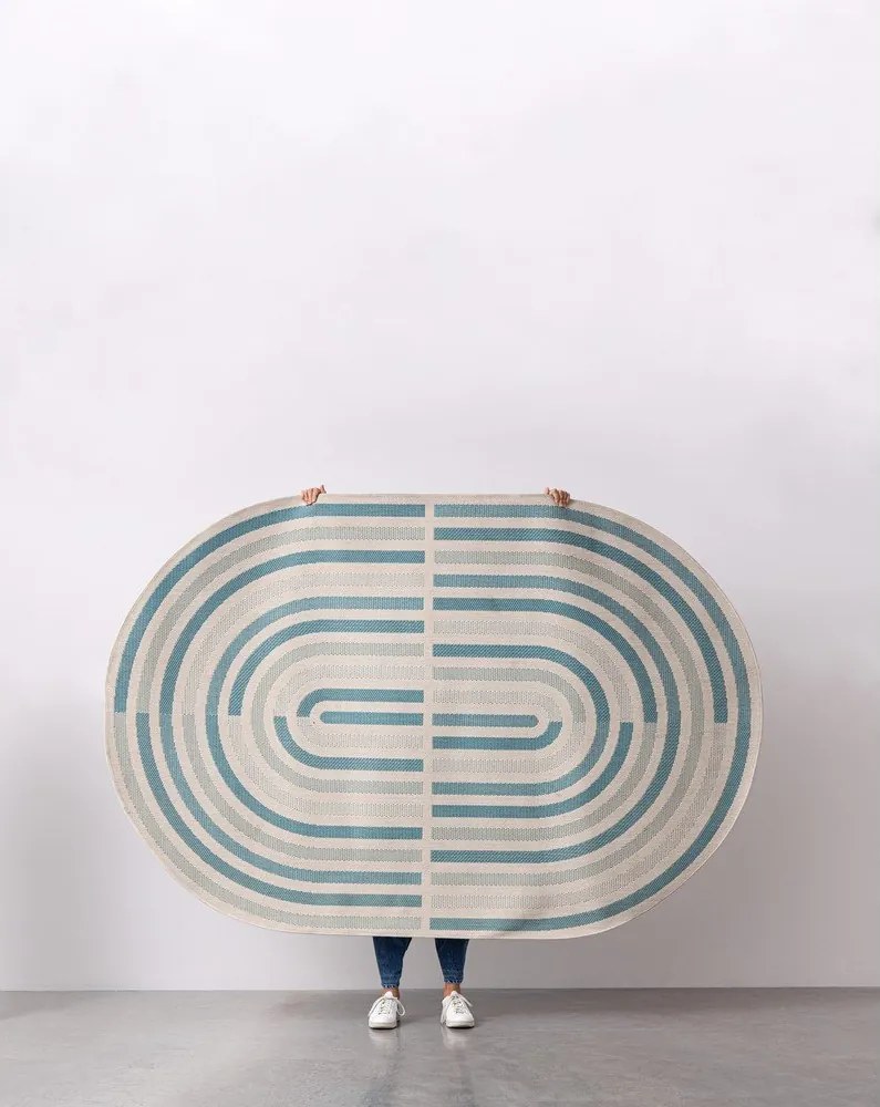 Tappeto da interno/esterno blu/color crema 160x229 cm Nour – Bizzotto