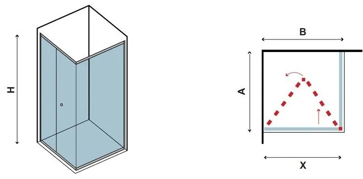 Kamalu - box doccia angolare 70x80 apertura 70cm a libro modello km4000s