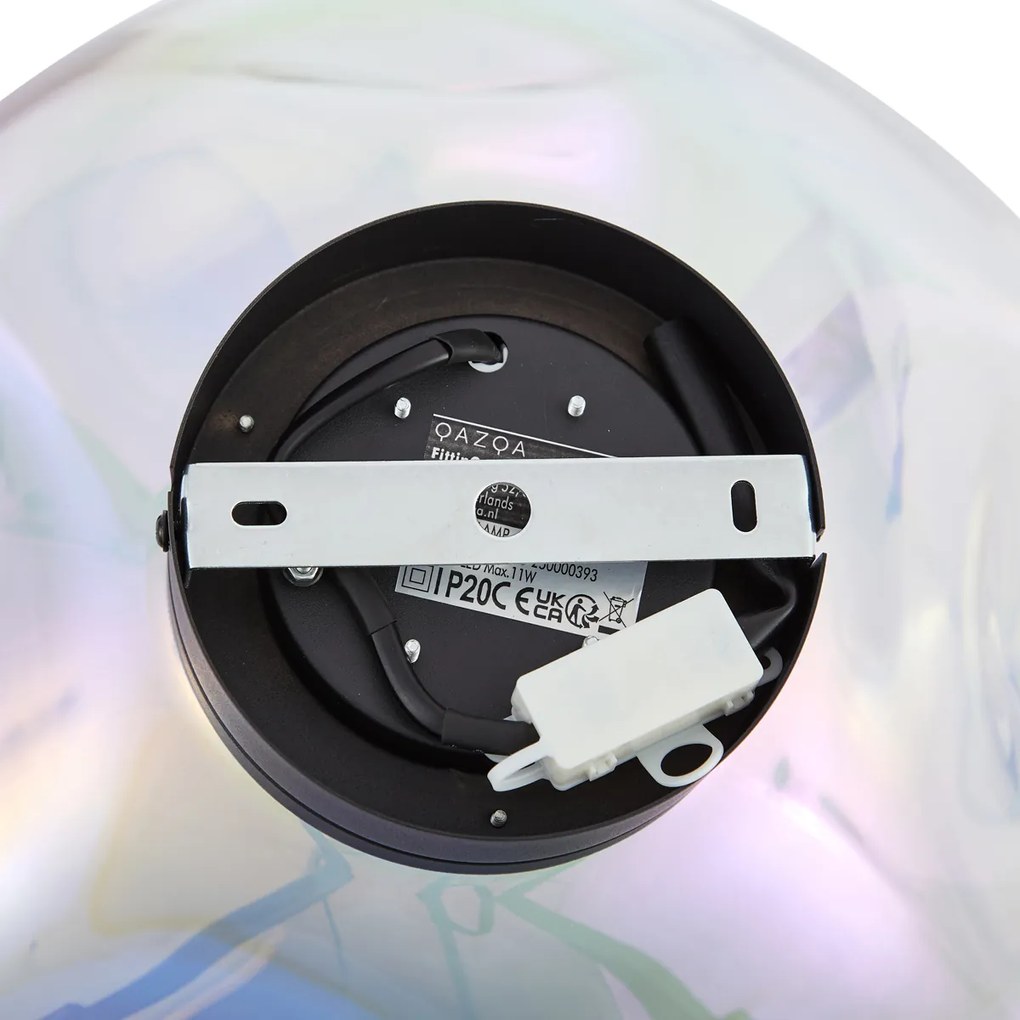 Plafoniera di design nera con vetro arcobaleno - Gemma