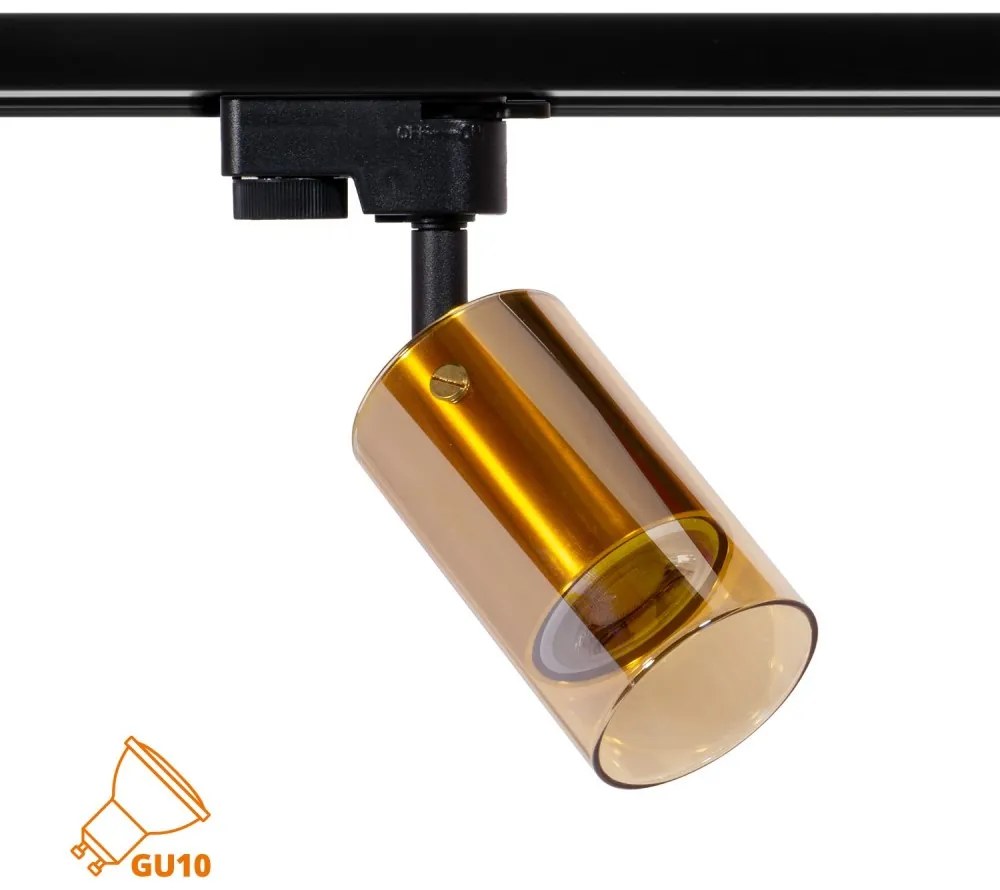 Faro GU10 per binario Monofase in Vetro color Oro, Dorato Faro a binario Monofase / GU10
