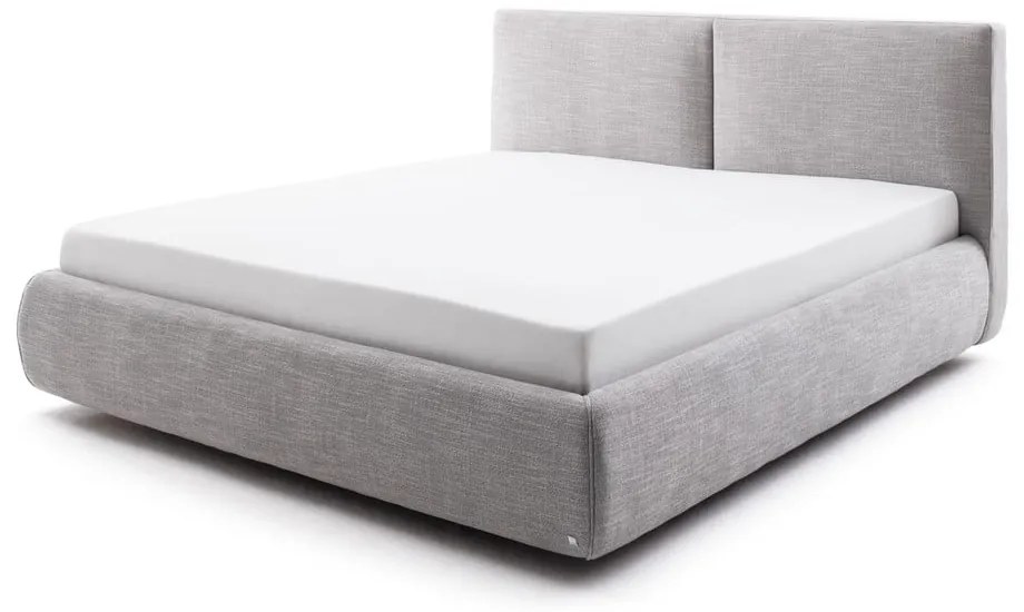 Letto matrimoniale imbottito grigio con contenitore con rete inclusa 180x200 cm Atesio – Meise Möbel