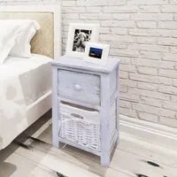 Comodino da Notte Set 2 pz in Legno Bianco 242867