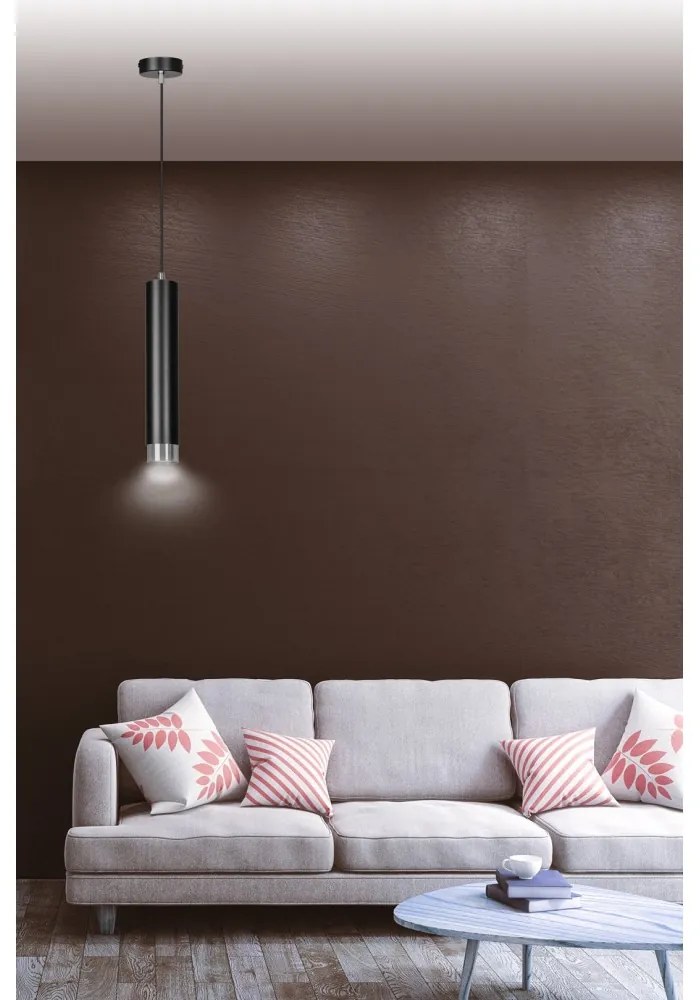 Lampada a Sospensione in Acciaio KIBO 1 GU10 Colore del corpo Nero e Cromo