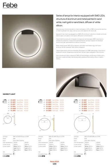 Redo 01-2835 - Applique a LED dimmerabile FEBE LED/24W/230V oro