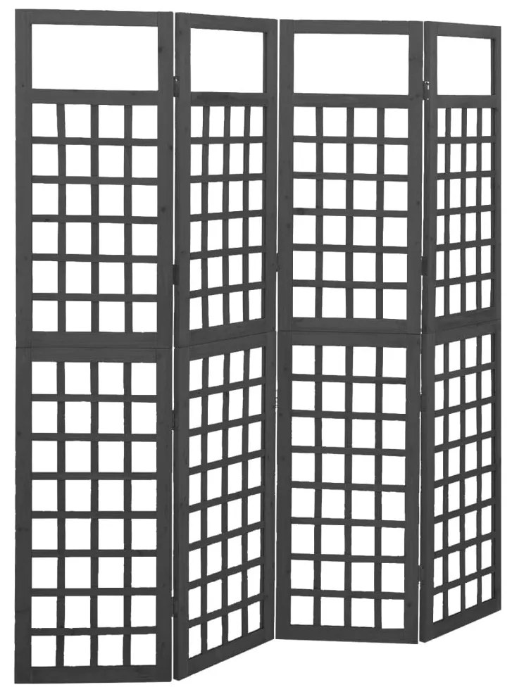 Divisorio A 4 Pannelli Legno Massello Di Abete Nero 161x180 Cm /