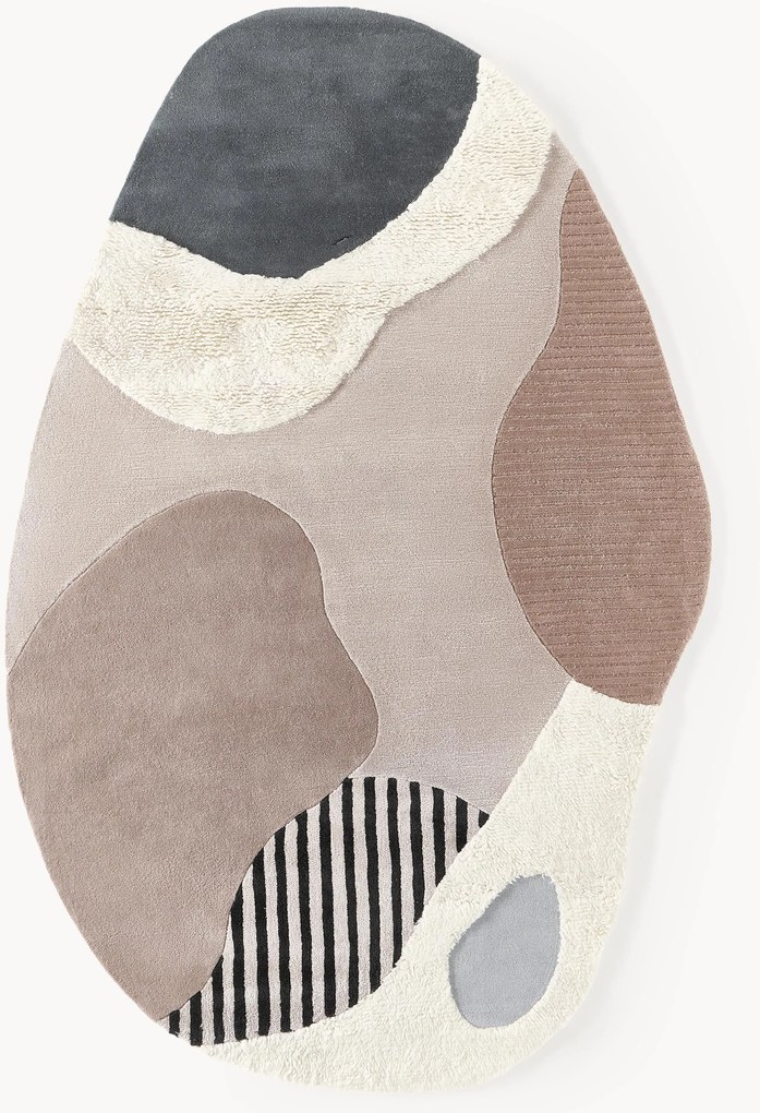 Tappeto in lana taftato a mano con motivo in rilievo Silas