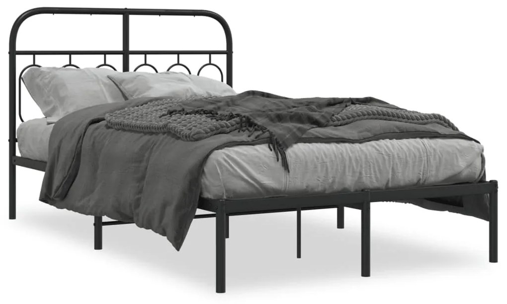Giroletto Con Testiera İn Metallo Nero 120x200 Cm /