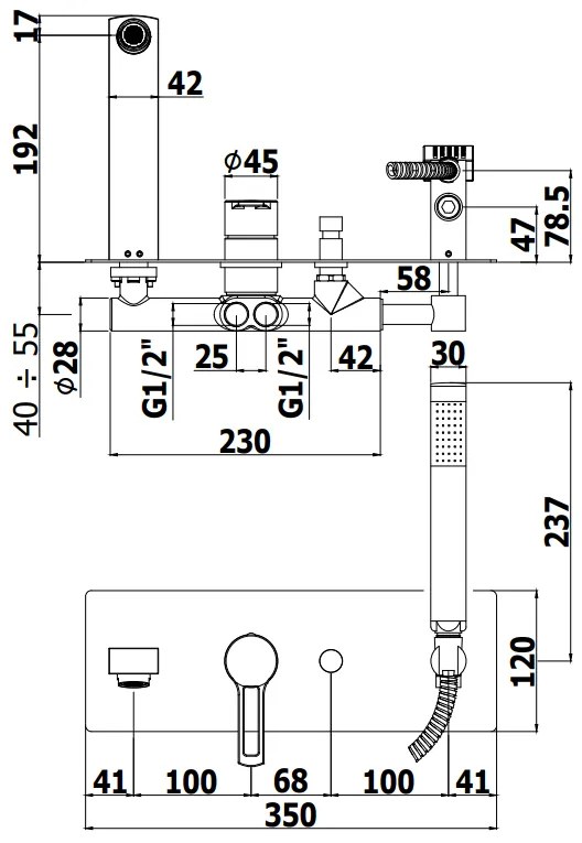 Paffoni West Ws001cr Miscelatore vasca Monocomando Incasso Con Set Doccetta Cromo