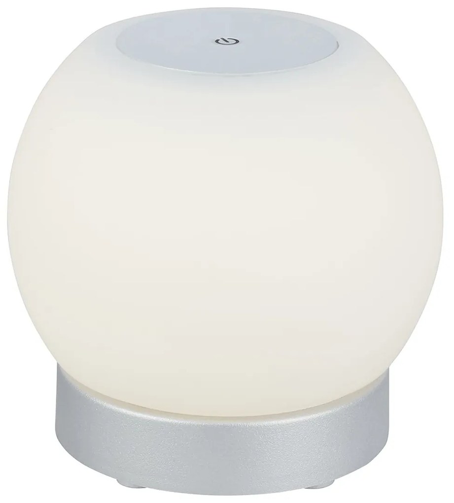 Lampada Da Tavolo Moderna Poka Plastica Cromo Opaco Led Integrato 3W 3000K