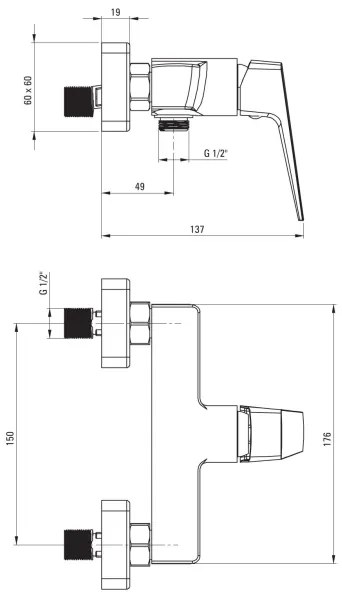 Deante BQL_N40M - Miscelatore per doccia BLUR nero