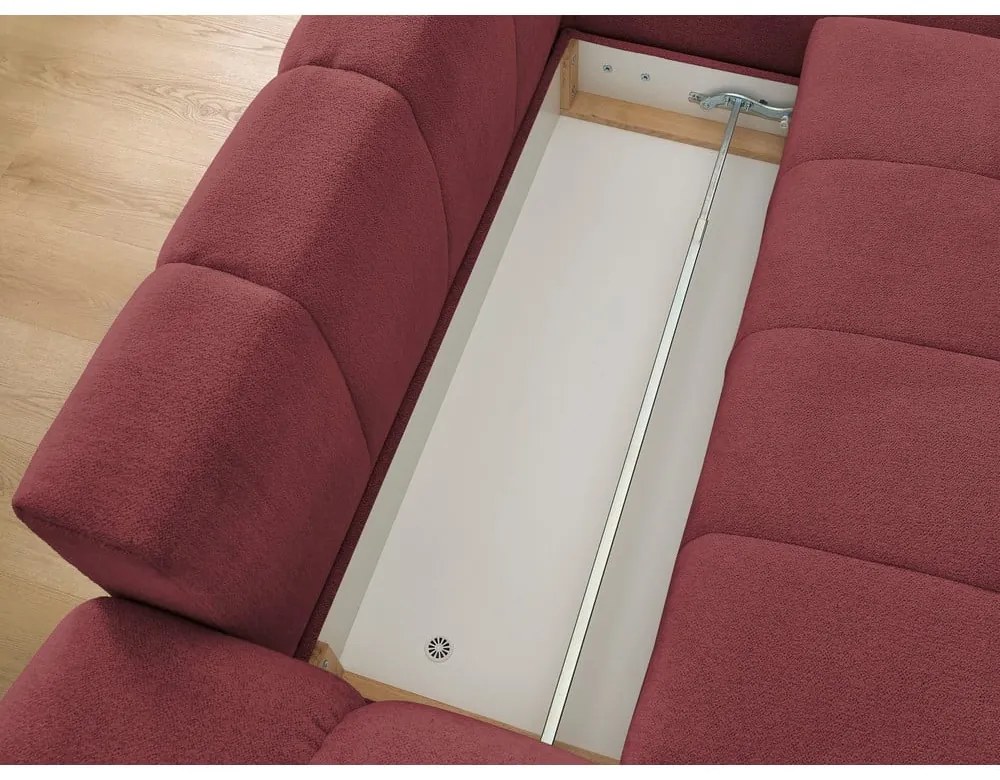 Divano angolare burgundy allungabile e con contenitore (penisola a destra/chaise lounge) con rivestimento in ciniglia Everest – Bobochic Paris