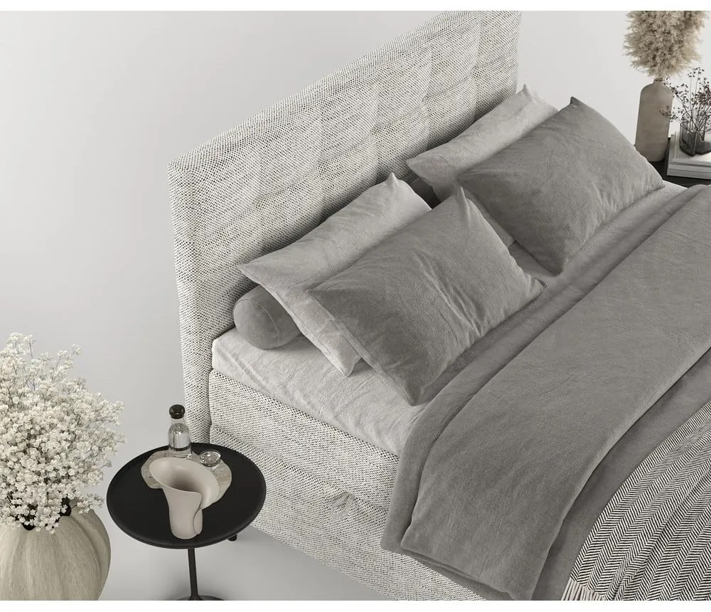 Letto boxspring grigio chiaro con contenitore 180x200 cm Urbaneo - Maison de Rêve