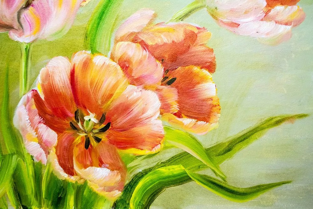 Carta da parati – Tulipani rossi con tocco vintage