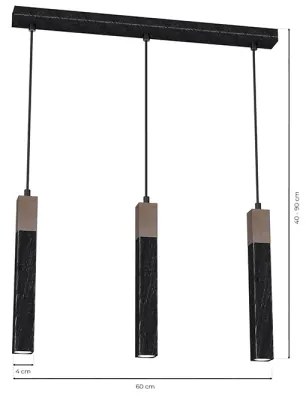 Lampadario su filo SOLO 3xGU10/MR11/40W/230V nero