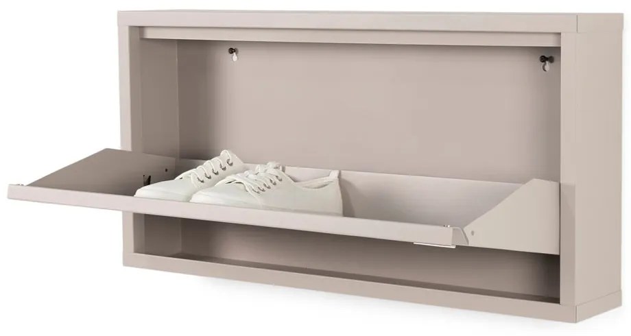 Scarpiera grigio tortora in metallo con ante ribaltabili 75x37,5x12,5 cm Billy – Spinder Design