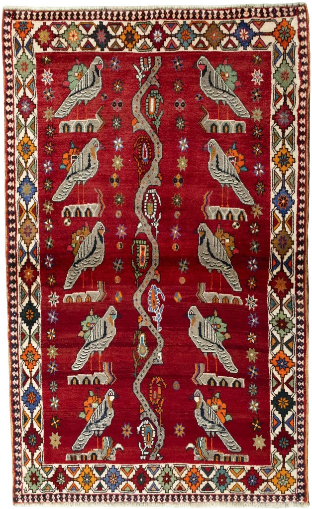 Shiraz Tappeto persiano 120 x 190 Rosso (Iran) Annodato A Mano