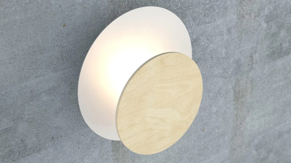 Applique da Parete Circle Bianca e in Legno Luce Indiretta Base G9