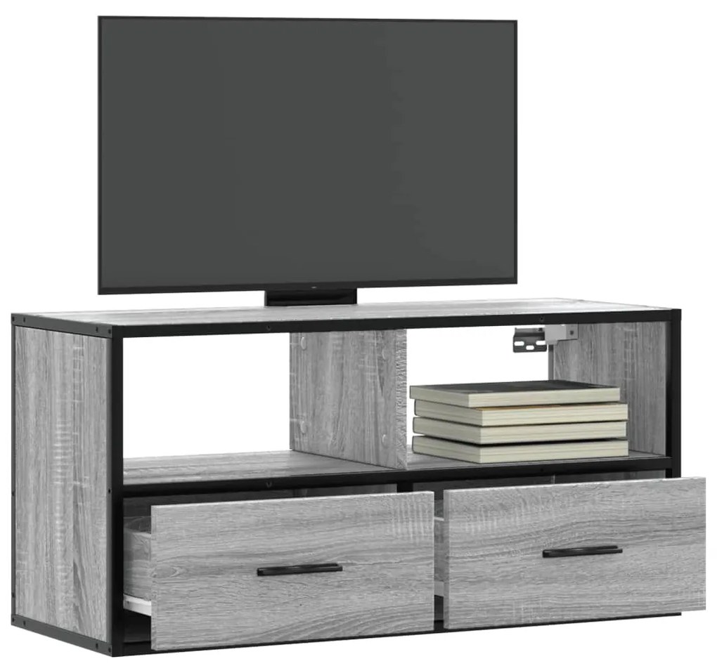 Mobile Tv Grigio Sonoma 80x31x39,5 Cm Legno Multistrato Metallo /