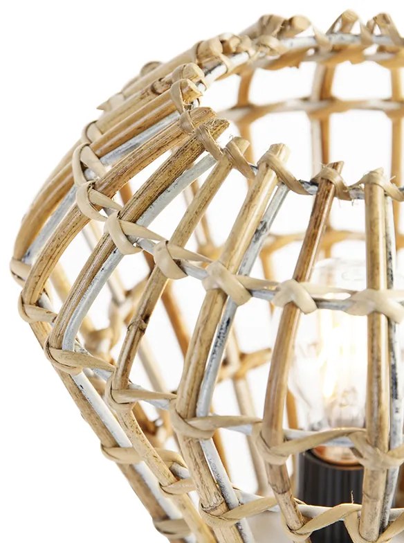 Lampada da tavolo rustica in bambù con bianco - Canna Diamond