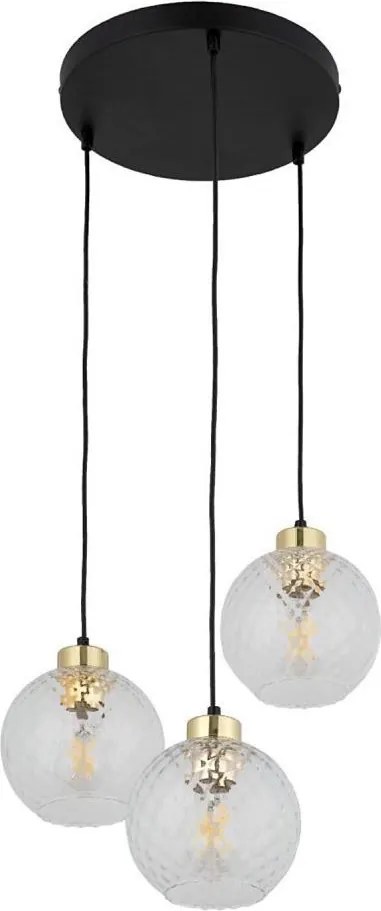Lampadario LED a sospensione su cavo DEVON 3xE27/15W/230V nero/trasparente
