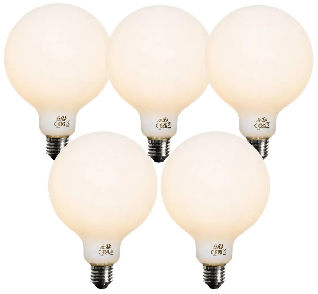 Set di 5 Lampadine LED dimmerabili E27 Opale G125 5W 450 lm 2700K