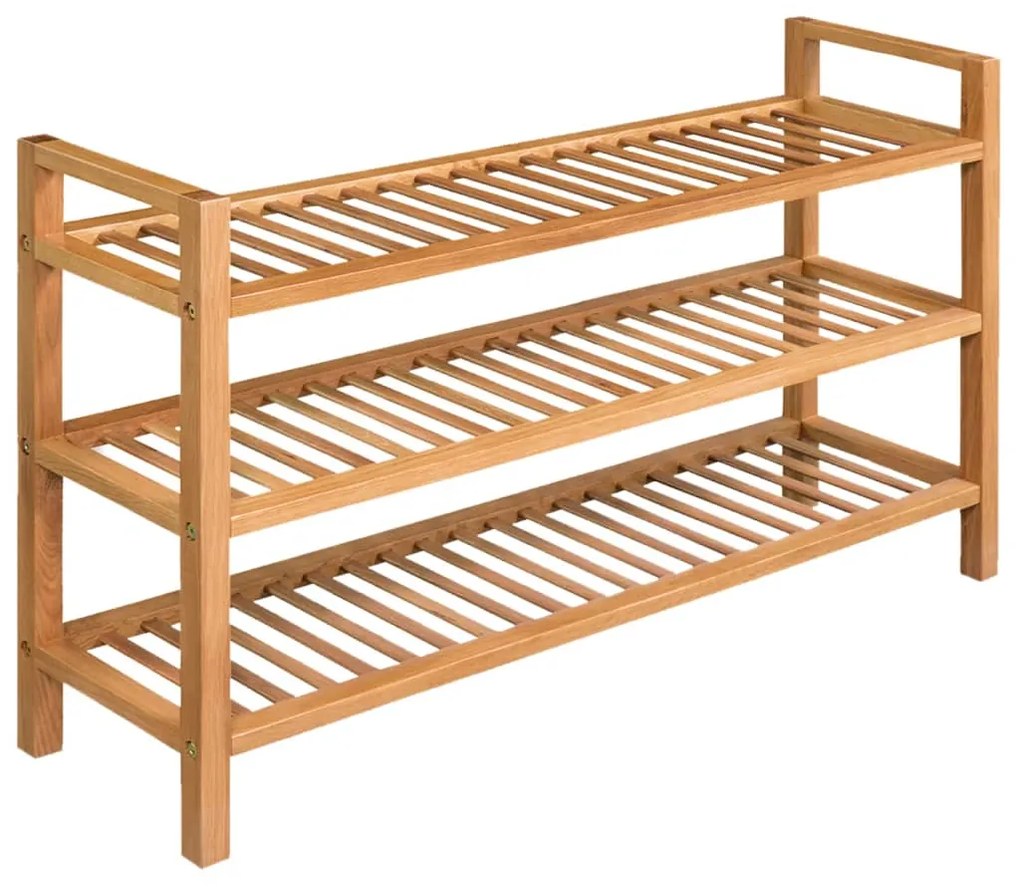 Scarpiera Con 3 Ripiani 100x27x60 Cm İn Massello Di Rovere /