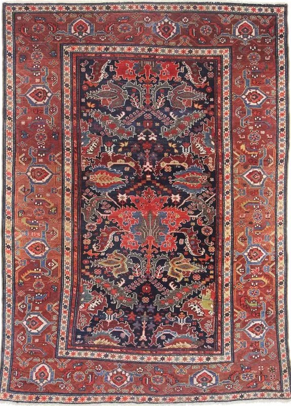 Heriz Tappeto persiano 160 x 230 Blu (Iran) Annodato A Mano