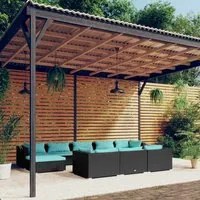 Set Divani da Giardino 10 pz con Cuscini in Polyrattan Nero cod mxl 34846