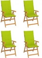 Sedie Giardino 4 pz e Cuscini Verde Brillante Massello di Teak cod mxl 75030