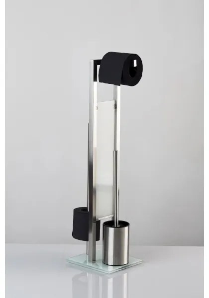 WENKO 21564100 - Scopino WC RIVALTA 18x70 cm acciaio inox/argento/bianco/nero