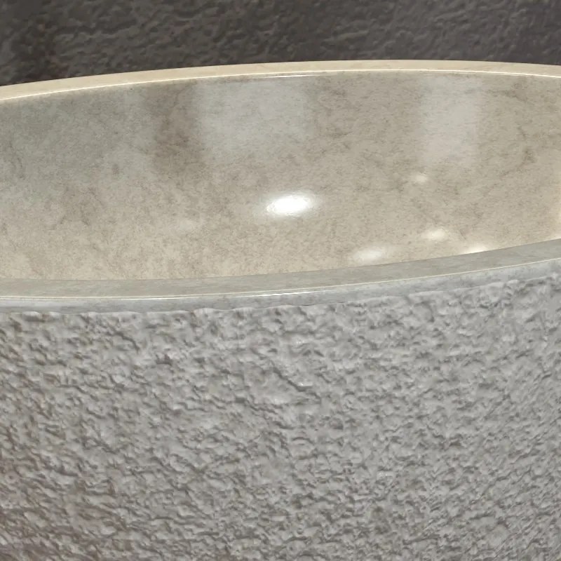 Lavabo bagno in marmo bocciardato colore crema 45cm Litos-LBC40 - KAMALU